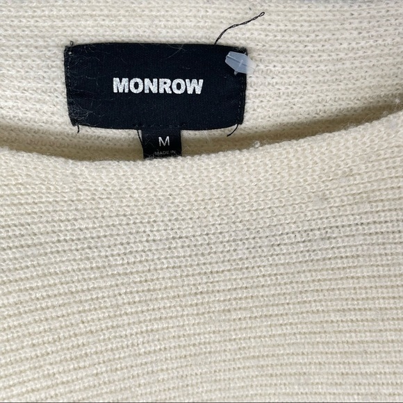 Monrow Womens Ribbed Off-The-Shoulder Wool & Cashmere-Blend Sweater Cream Medium - Picture 3 of 9